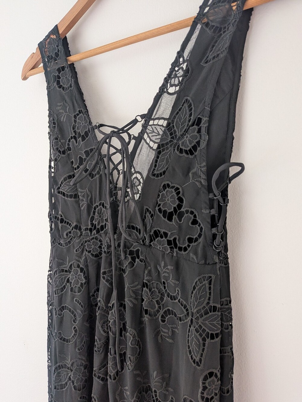 NWT! Free People Catalina Broderie Anglaise Black Lace Maxi Dress Size 6 - Picture 7 of 12